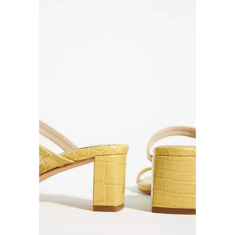 Freda Salvador Amalia Sandal Womens US 6 Yellow Croc Block Heel Slip-On JOBB1365